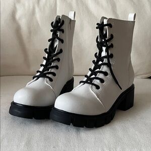 MIA White Combat Boots with Black Laces